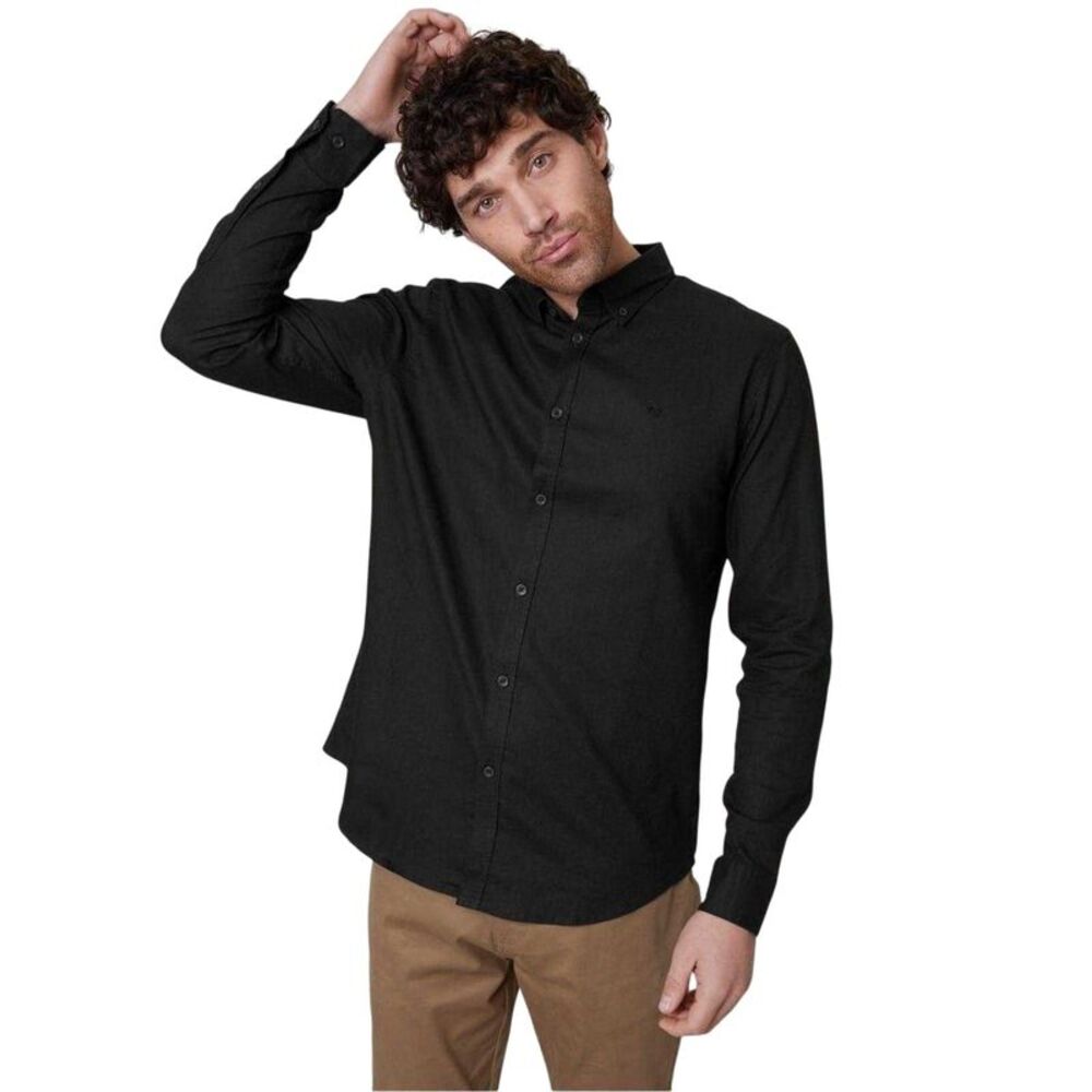 Threadbare Mens Regular Button-Down Shirt / Black